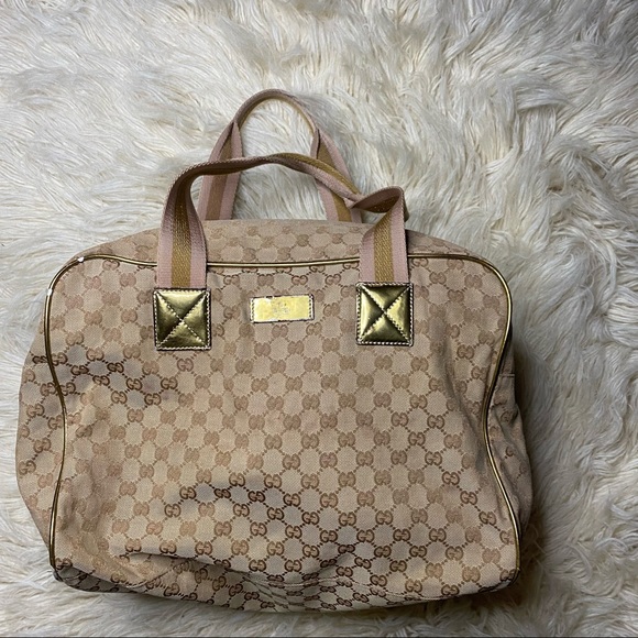 Gucci Boston Bag Light Brown Canvas - Picture 1 of 16